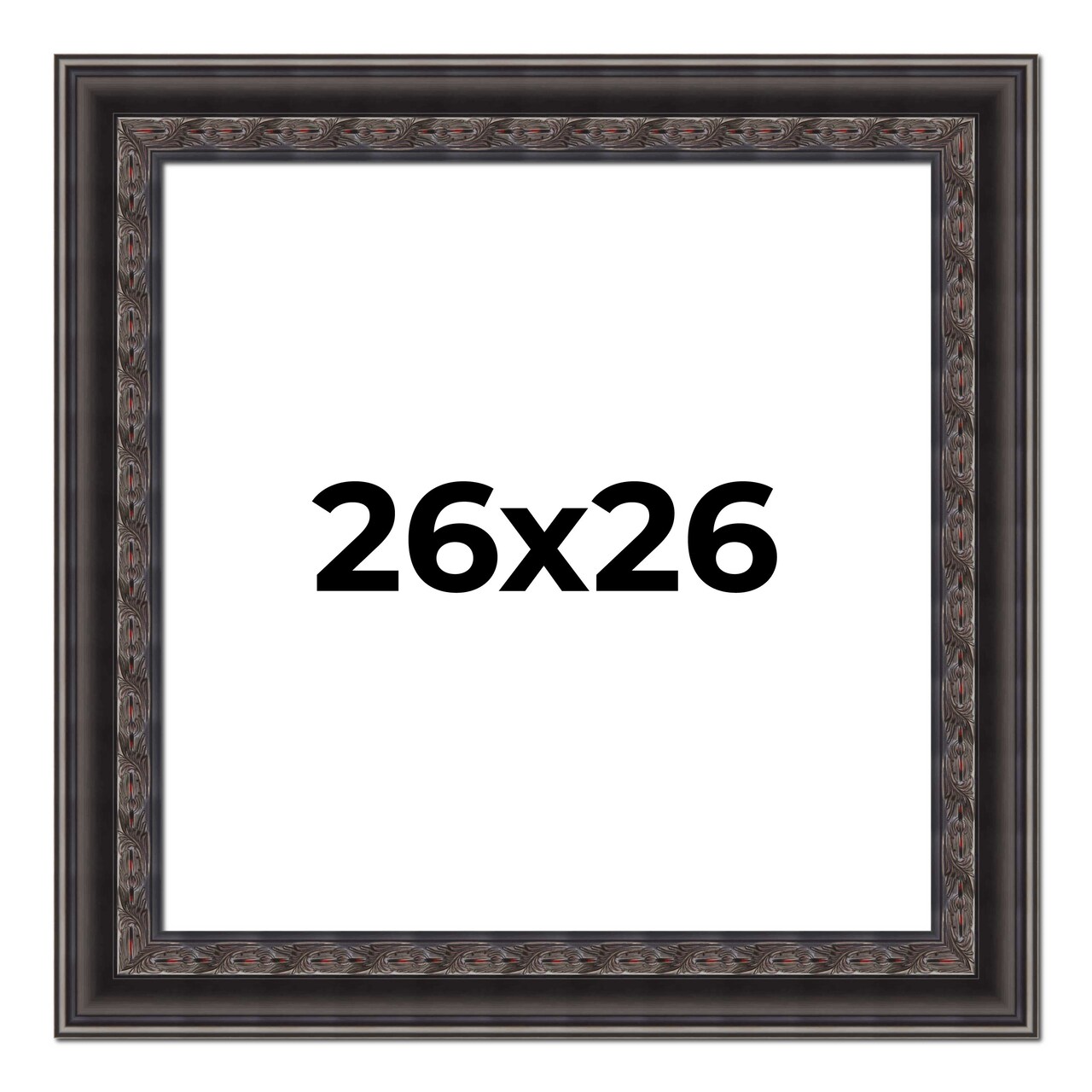 Square 3.5" Wide Ornate Black Frame - UV Acrylic, Foam Board Backing, Hanging Hardware
